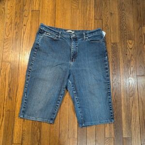 Lee Womens Relaxed Fit Bermuda Shorts Blue Denim High Rise 16 Long 35.5 Waist